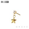 IMPLANT GRADE TITANIUM THREADLESS PUSH IN ROUND CZ DANGLE STAR TOP PART